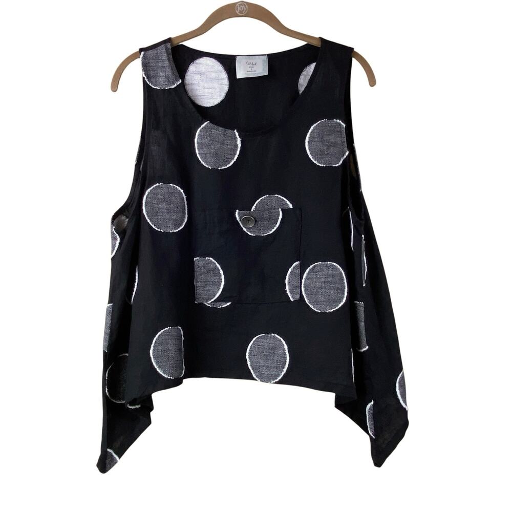 Chalet Art To Wear Layering Tank Top Size S Black Gray Linen